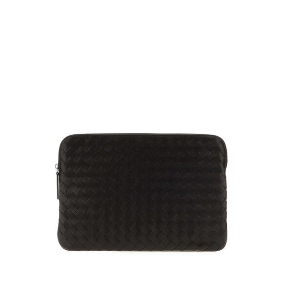Bottega Veneta Men Dark Brown Leather Getaway Document Case